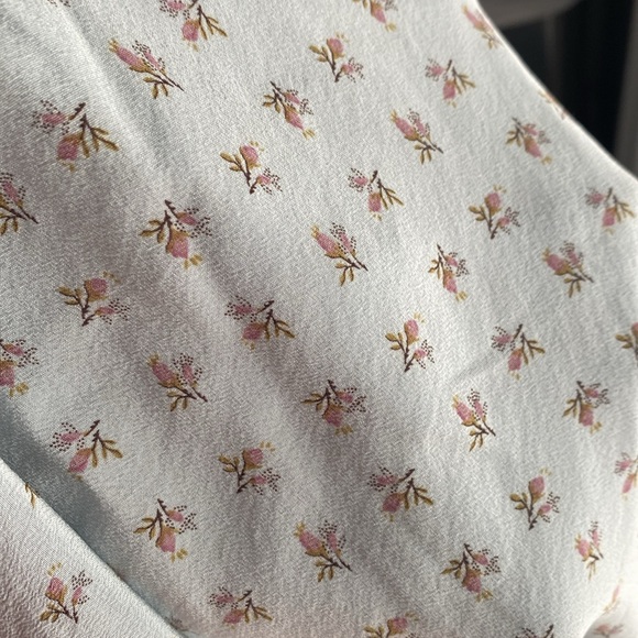 Rebecca Taylor light blue silk floral peasant blouse women’s size‎ 2 - Picture 5 of 6